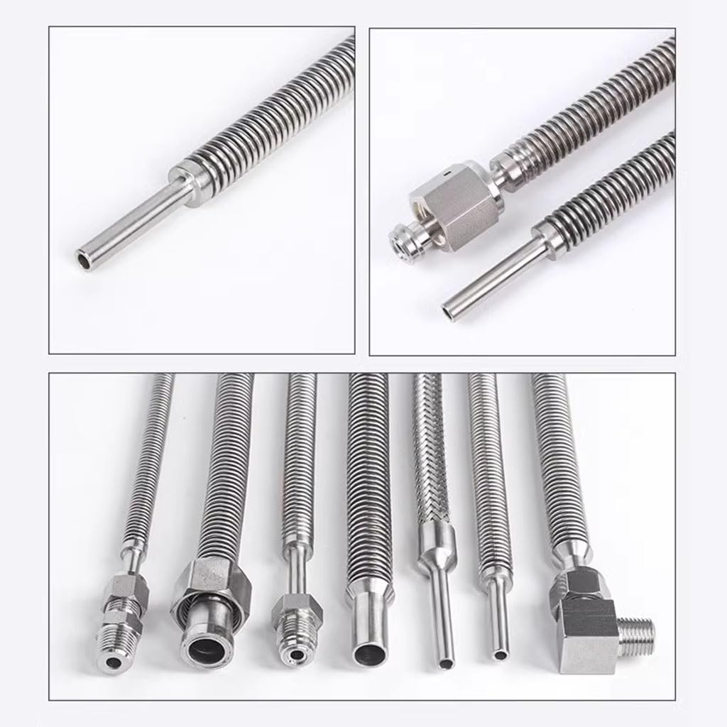 1 x 1/4 Zoll Vakuum-Balg, 316L Edelstahl-Ferrule-Balg, geschweißter, gerader Schlauch, Vakuum-Gasschlauch, 200 mm, 300, 500, 800, 1000, 1500, 2000 mm (200 mm)