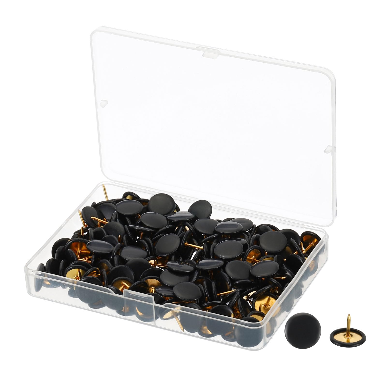 PATIKIL Roundness Push Pins, 200 Pcs Thumb Tacks Plastic Decorative Pins for CorkBoard Picture, DIY for Home Office, Black
