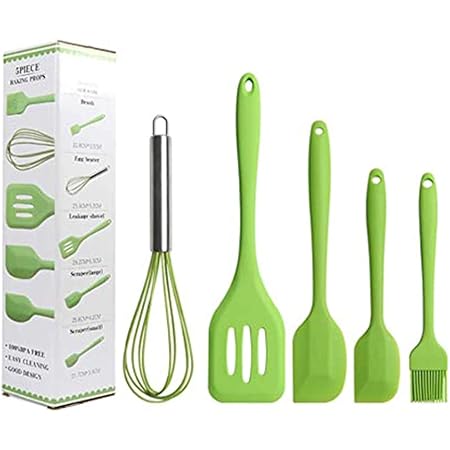 Amazon キッチンツールセット おしゃれ 調理ツール 調理器具用品 調理スプーン シャベルと卵器 耐熱 コンパクト 安全 泡だて器 おたま トング フライ返し 新生活 新築 グリーン 5点セット ツールセット オンライン通販