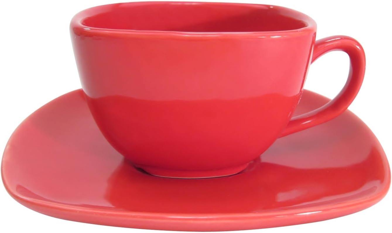 CAC China KC-2-R Color Arts 6-Inch Red Stoneware Square Saucer, Box of 36