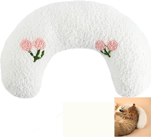 Miniatura 1 de Pupzen - Almohada calmante en forma de U, almohada protectora de cuello con forma de medio dona, almohada para perros y gatos pequeños, almohadas