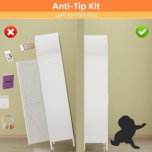 Miniatura 6 de Armario de despensa de cocina con arco de metal con 4 estantes ajustables, armario arqueado de granja con 2 puertas para cocina, dormitorio, sala de