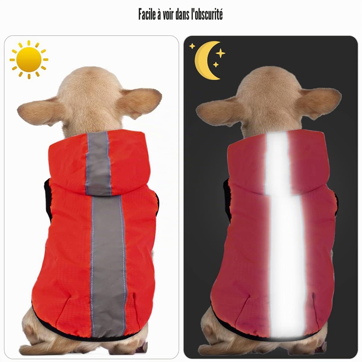 Idepet Imperméable imperméable pour Chien 2 en 1,Combinaison légère pour Animaux de Compagnie Chien à Capuche Poncho de Pluie Respirant à Couverture intégrale pour Petits Chiens de Taille Moyenne