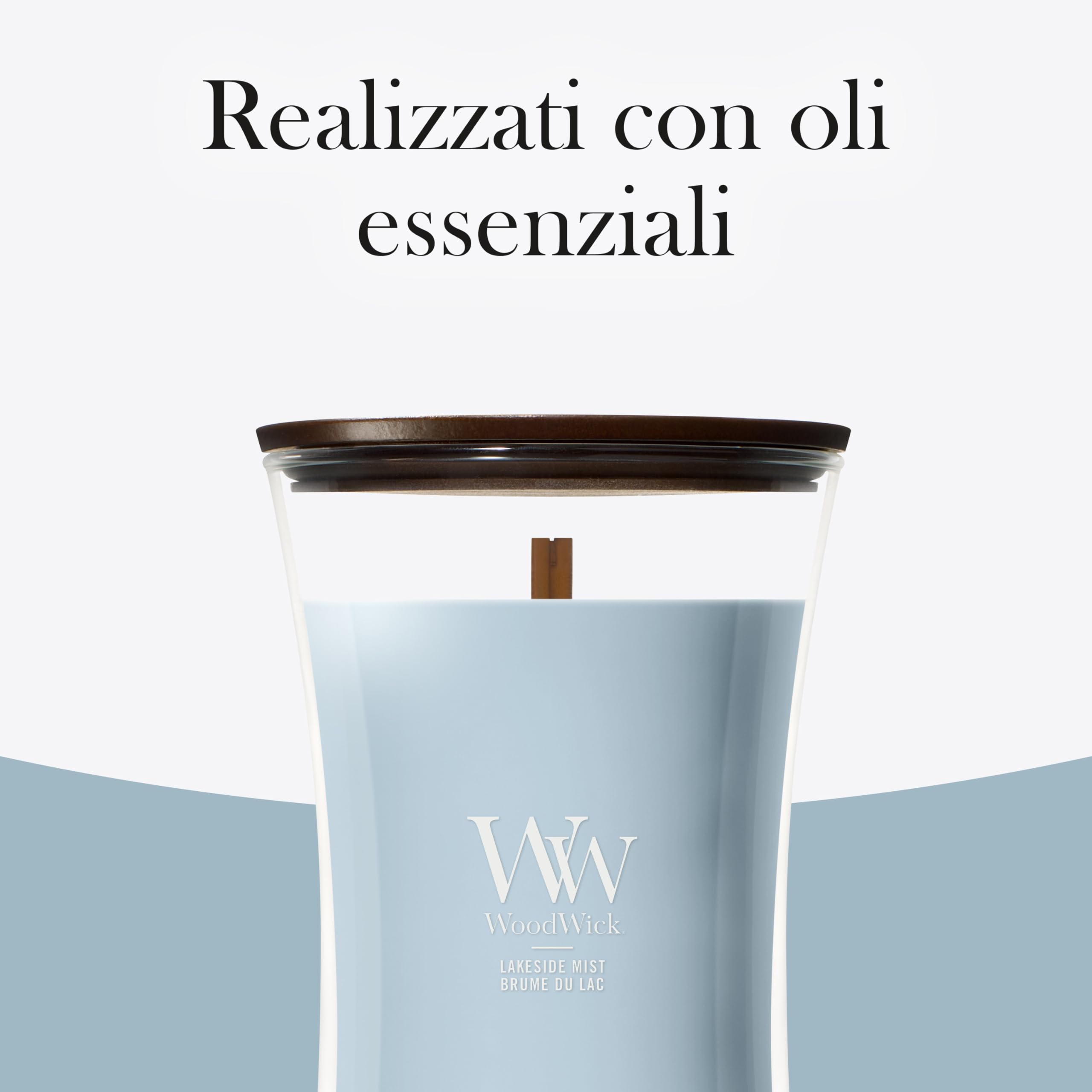 WoodWick Candela profumata | Candela Grande a Clessidra | Lakeside Mist | Regali Perfetti per Donne