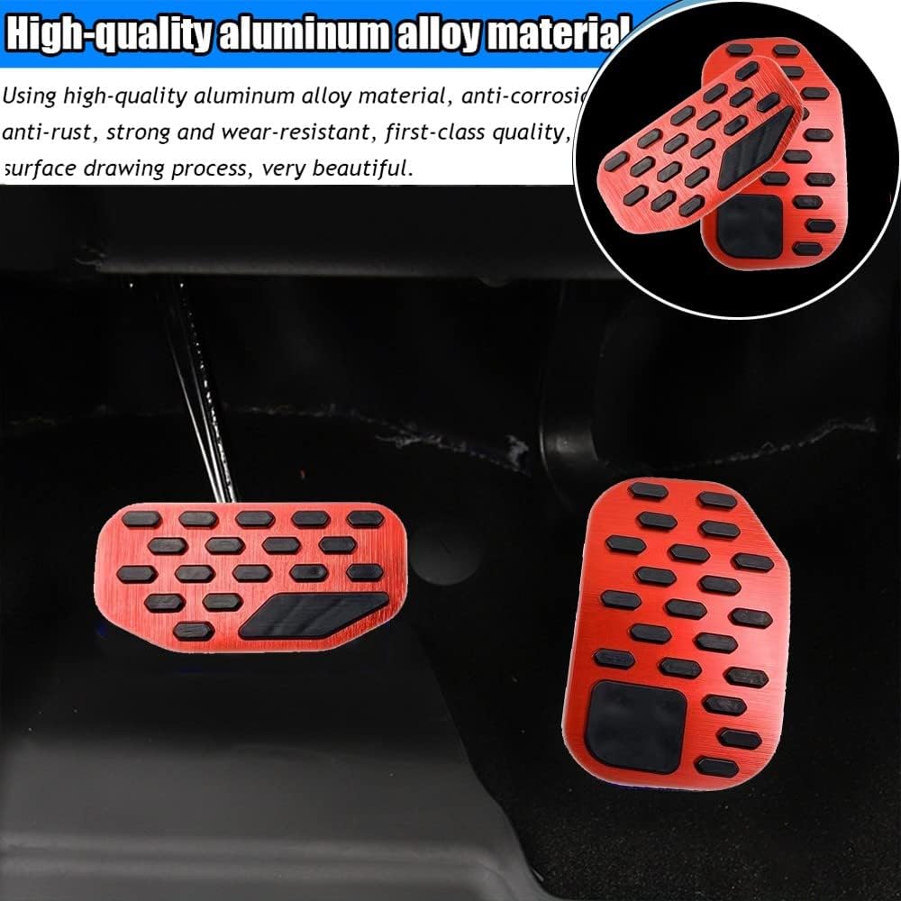 Kakash Custom Interior Accessories for Ford F-150/F150 Expedition 2021 2022 2023 Aluminium Alloy Gas Accelerator Pedal Covers,Anti-Slip No Drilling Brake Foot Pedal Pads 3 Pieces/Set(red)