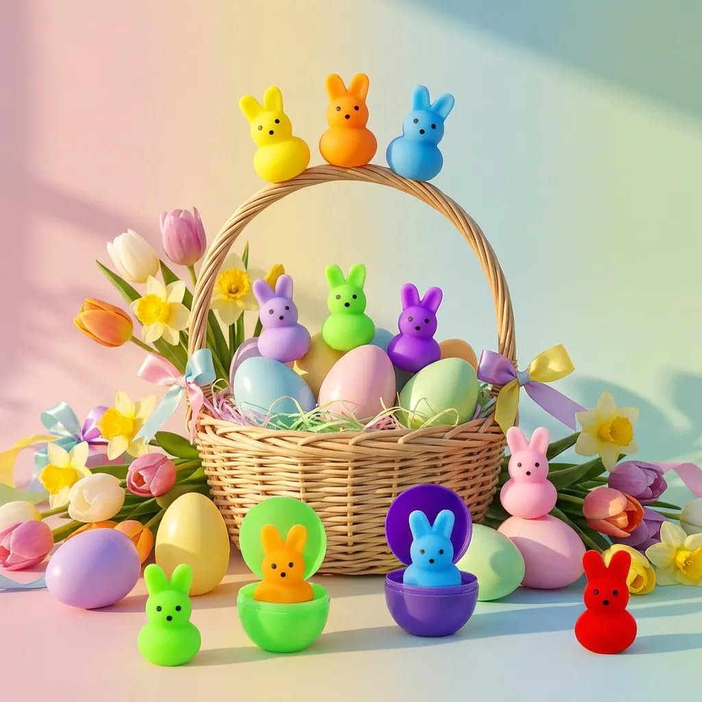 24Pack Bunny Mochi Squishy Toy,Bunny Squishies Bulk Fidget Toy Gifts Party Favors,Bunny Squishy Fidget Toys Bundles Squishies for Kids