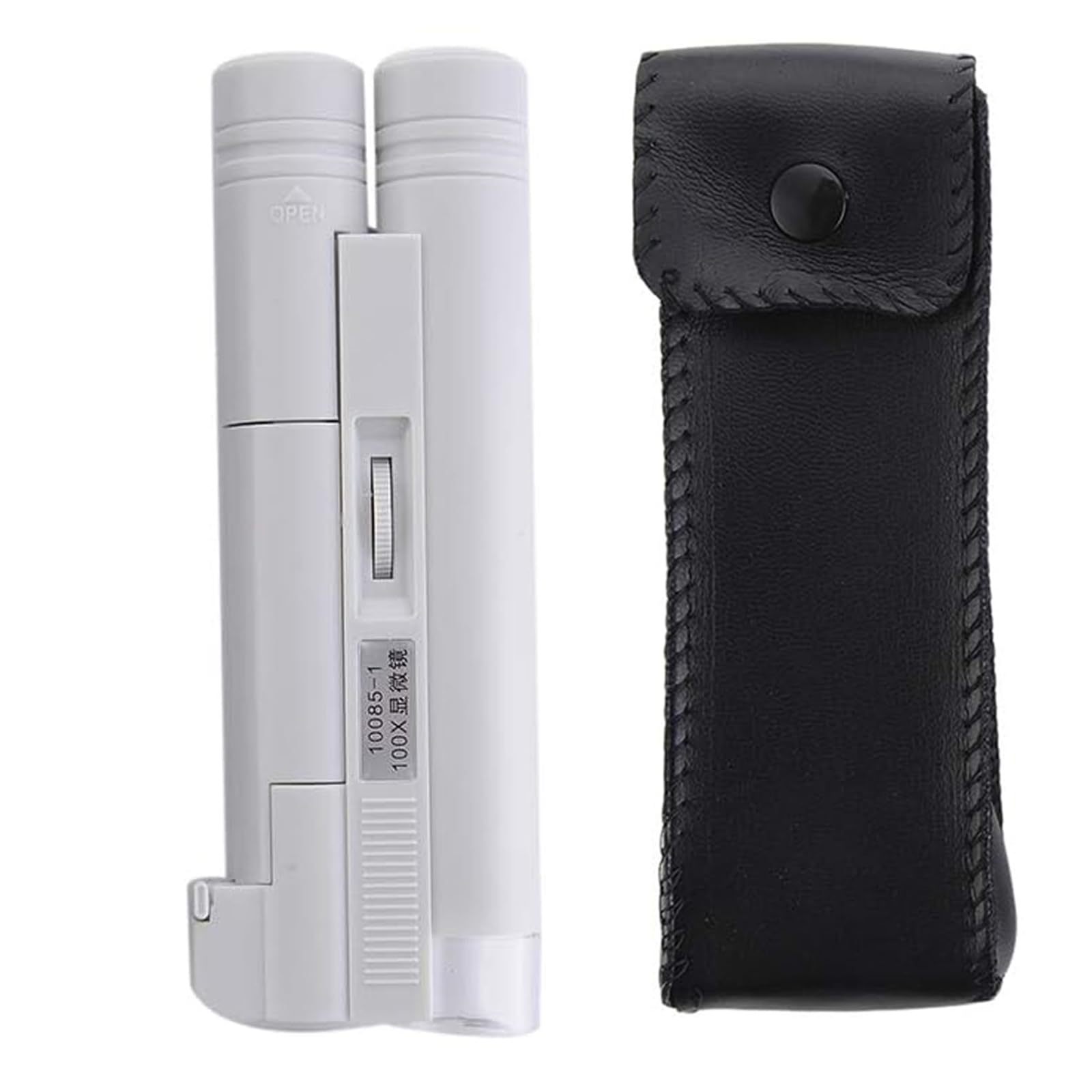 Handheld Jewelry Magnifier, 100X Zoom Microscope Double Tube Loupe Mini Pocket Magnifying Glass with HD LED Light for Stamp Printing Antique Jewels Identification Magnifiers