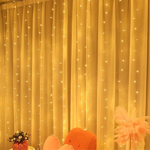 Miniatura 2 de PUHONG Luces de cortina de ventana de hadas, 9.8 pies, 300 luces LED para decoración del hogar 8 modos y resistente al agua para Halloween, Navidad,