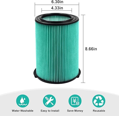 Miniatura 7 de Filtro de repuesto serie VF5000400035006000 para aspiradoras Ridgd de 5 a 20 galones (VF4000-2 paquetes)