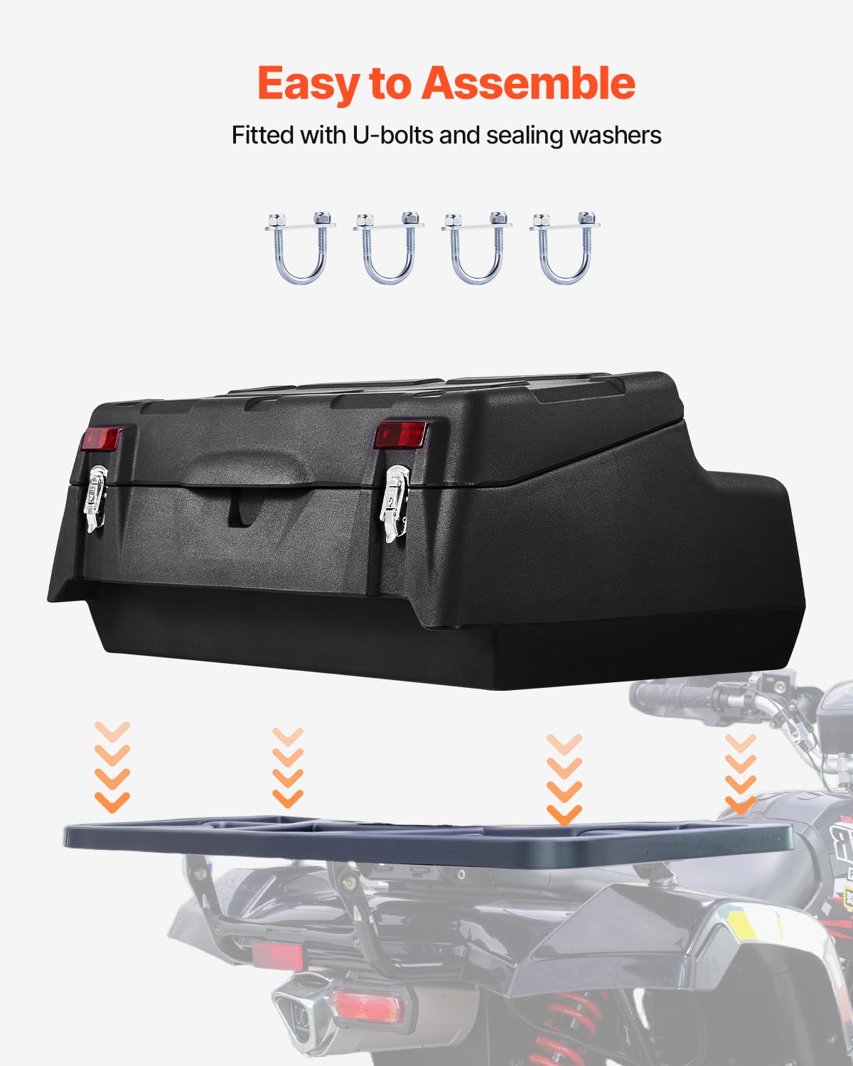 VEVOR Contenitore Sdraio da Auto ATV UTV Posteriore 95L LLDPE Impermeabile con Serratura Nero