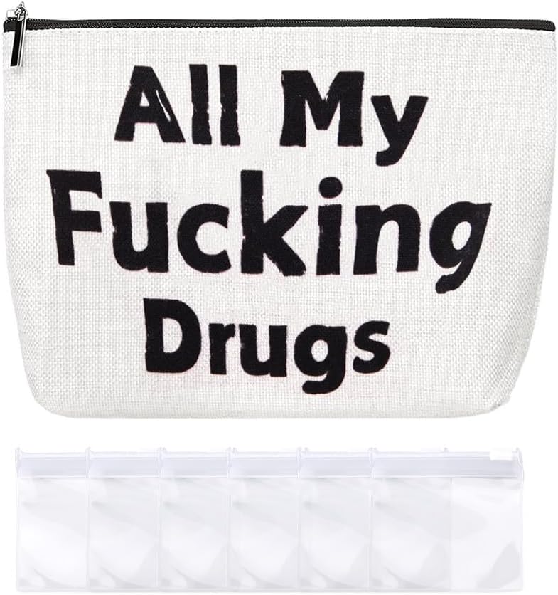 ShiQiao Spl Funny Medicine Storage Pouch Bag for Vitamins Medications Organiser Bag with Transparent 7-Day Pill Organiser Bags for Mom Dad Medications Organiser Bags Pouches Meds Pill Makeup Pouch