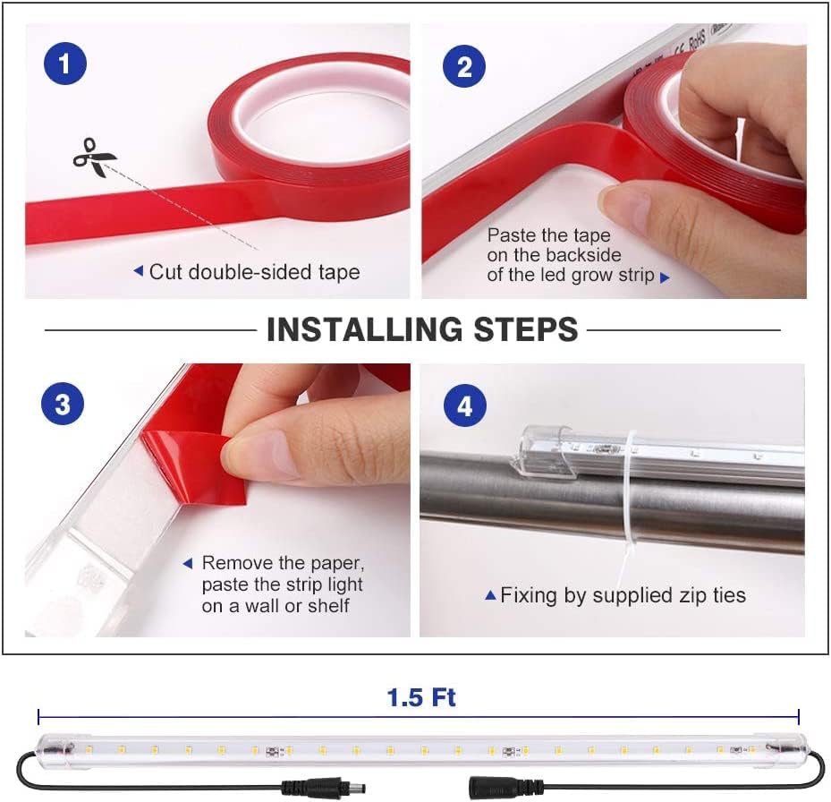 Miniatura 5 de Luz de cultivo de plantas, 6 paquetes T5 y espectro completo 3500K 6500K y LED rojo con temporizador de ciclo automático de 3612 horas de doble
