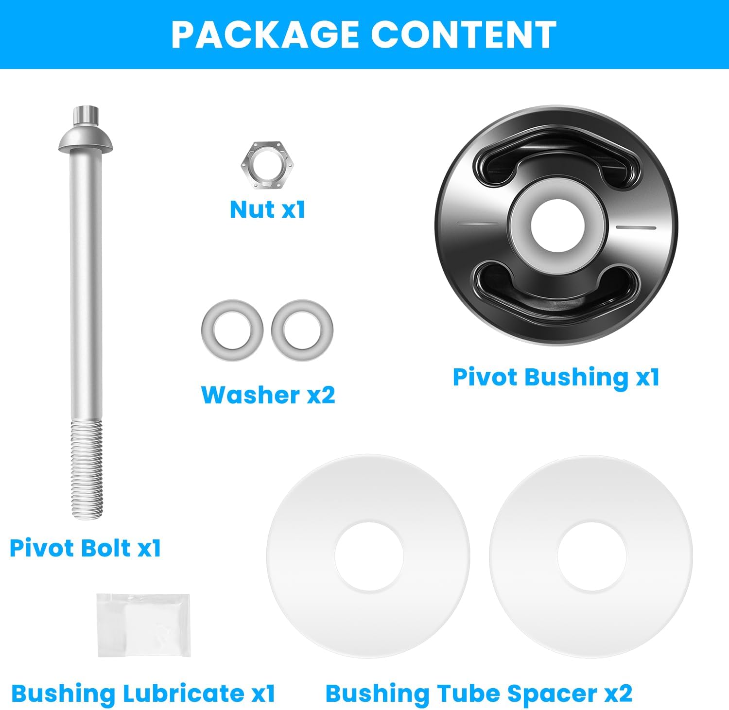 For Hendrickson Quik-Align Pivot Bolt Bushing Kit Fits for Turner Trailer INTRAAX, HT, HLM, FM20, LK Series, Durable Suspension Repair Set, Replaces S-24691, S-21166
