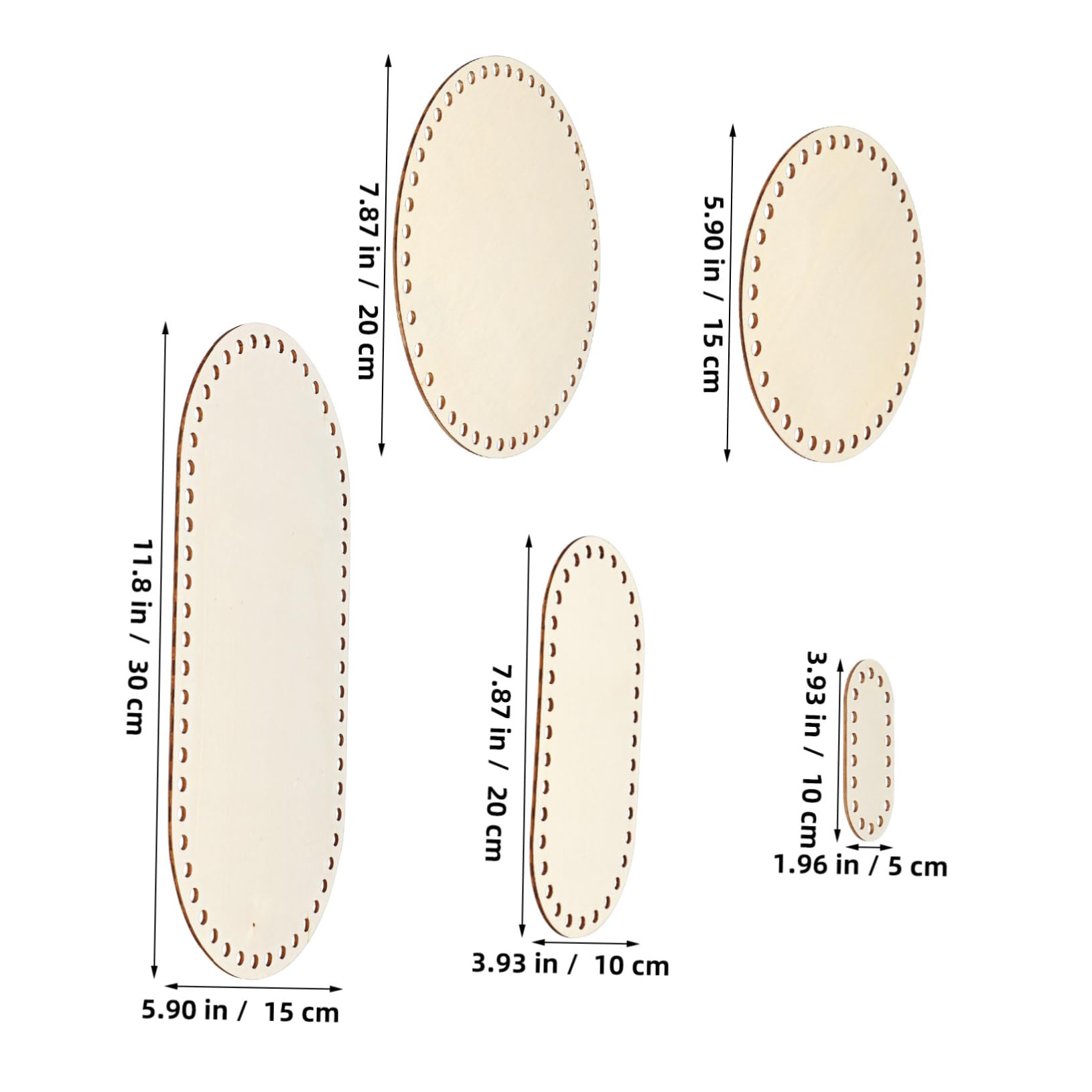 PRETYZOOM 5Pcs Solid Wood Crochet Basket Base Oval Round Shapers for Crafting Smooth Finish Sturdy Support for Knitting Bag Projects for Various Creative Uses