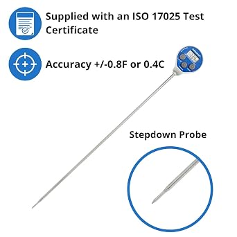 Digital Instant Read Stem (12) Thermometer with Lollipop Head for Food Preparation, Cooking, Baking, Grilling, Brewing
