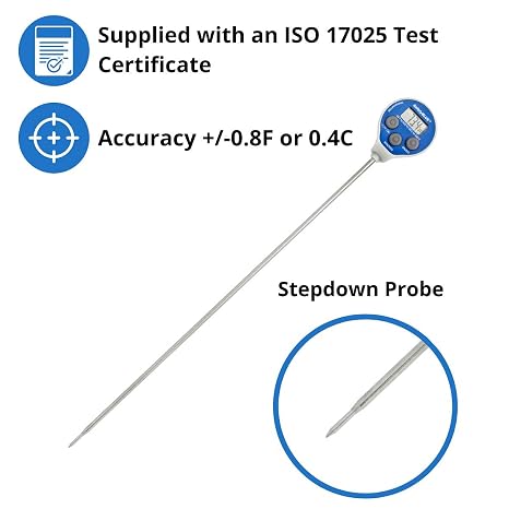 Digital Instant Read Stem (12) Thermometer with Lollipop Head for Food Preparation, Cooking, Baking, Grilling, Brewing