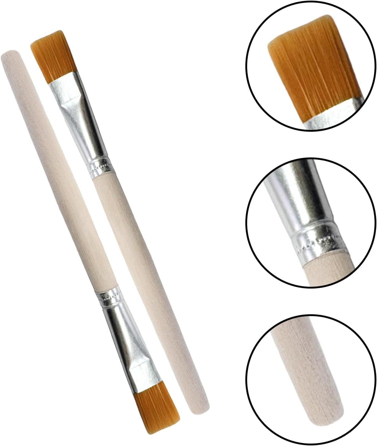 30-Piece Wooden Handle Flat Paint Brush Set - Multi-Purpose Craft & Woodworking Brushes for Painting, Cleaning, Glue Application, and DIY Projects | Premium Quality with Durable Wood Handles for Home