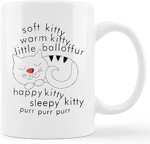 kunlisa Taza de cerámica con diseño de gato de dibujos animados, suave gatito cálido, taza de cerámica de 11 onzas, regalo para amantes de los