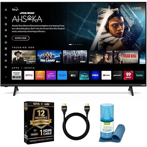 Vizio 4K UHD LED Smart TV Bundle – HDR10+, VRR, Bluetooth, Alexa Compatible, Voice Remote with UAX HDMI Cable, 12-Month CPS Protection and Screen Cleaner with Microfiber Cloth. (55, Inches)