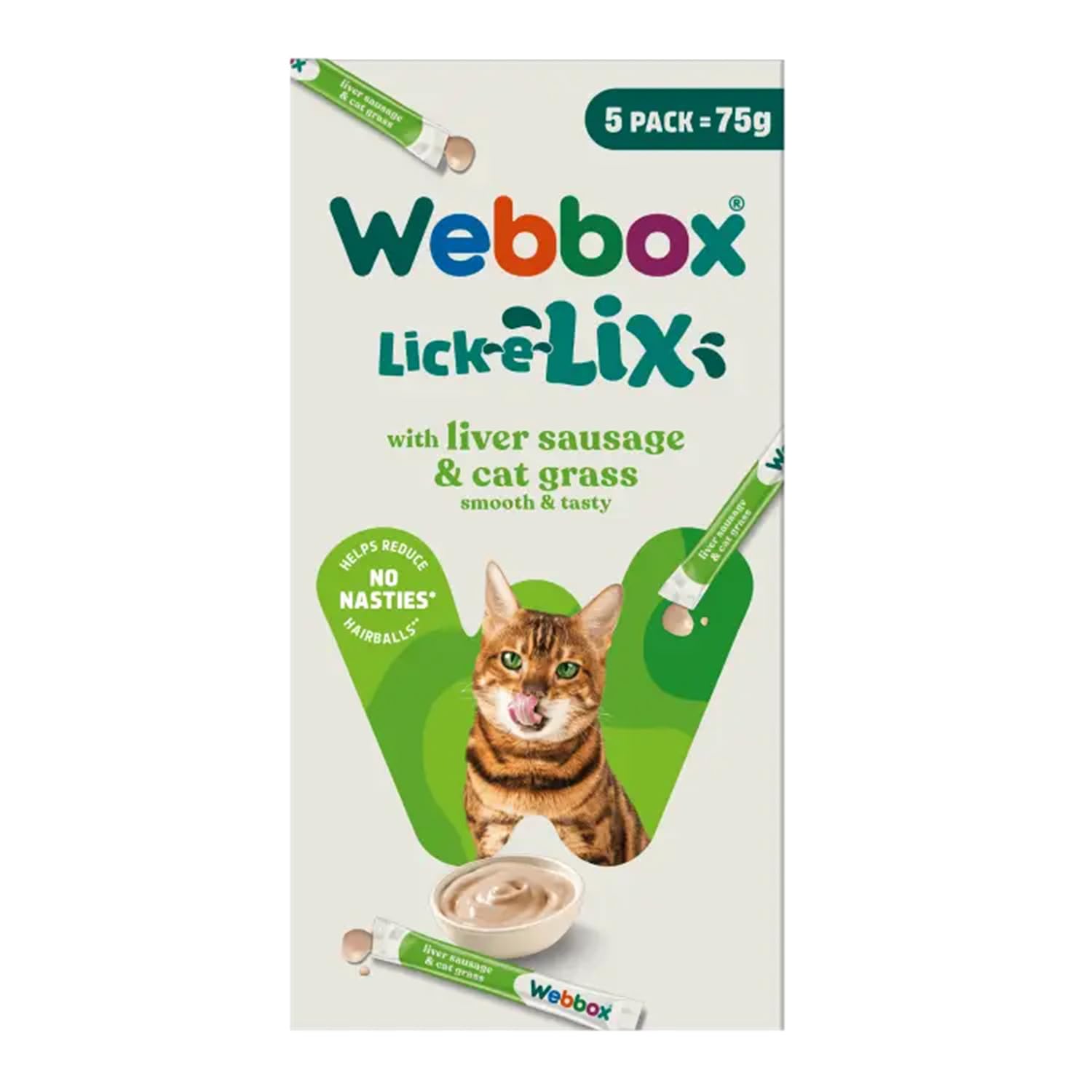 Webbox Lick-E-Lix Liver Sausage & Cat Grass Cat Treat 5Pk -Reward Delight Kitten (1X)