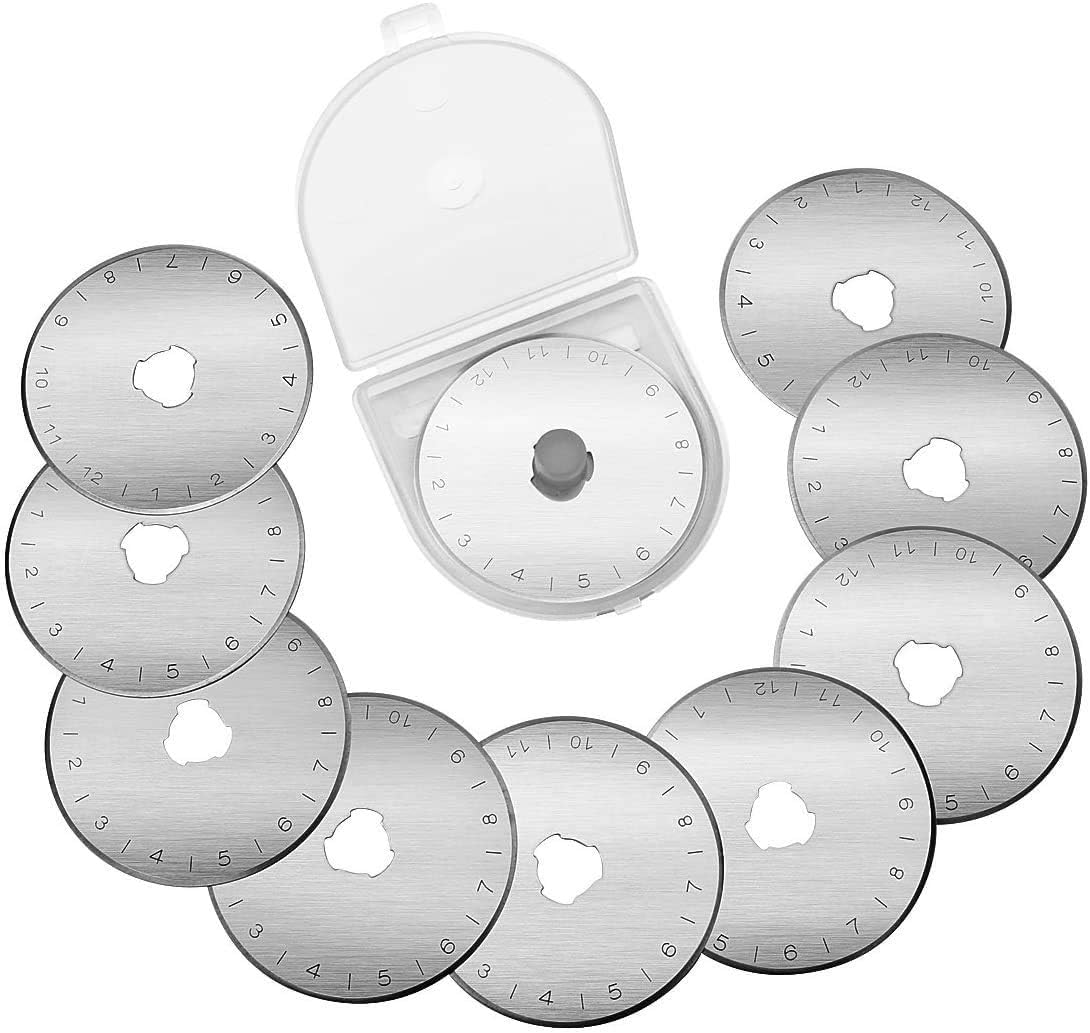 10 x 45mm Rotary Cutter Blades for Olfa Etc SKS-7 Steel by Boodle