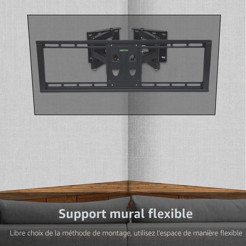 unho Support TV Mural Angle, Support TV Mural Fixe pour Écrans LED LCD Plasma 32-65 Pouces (45 Pouces au Coin), Meuble TV Support Mural Angle, Rotatif et Inclinable ±15° - Charge 35kg VESA 400x600mm