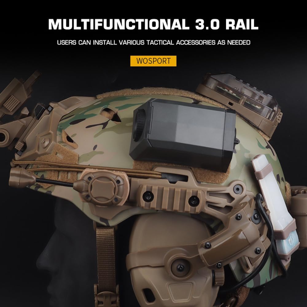 Lightweight Tactical Fast Helmet,with NVG Mount,3.0 Side Rails for Airsoft Paintball Training CS