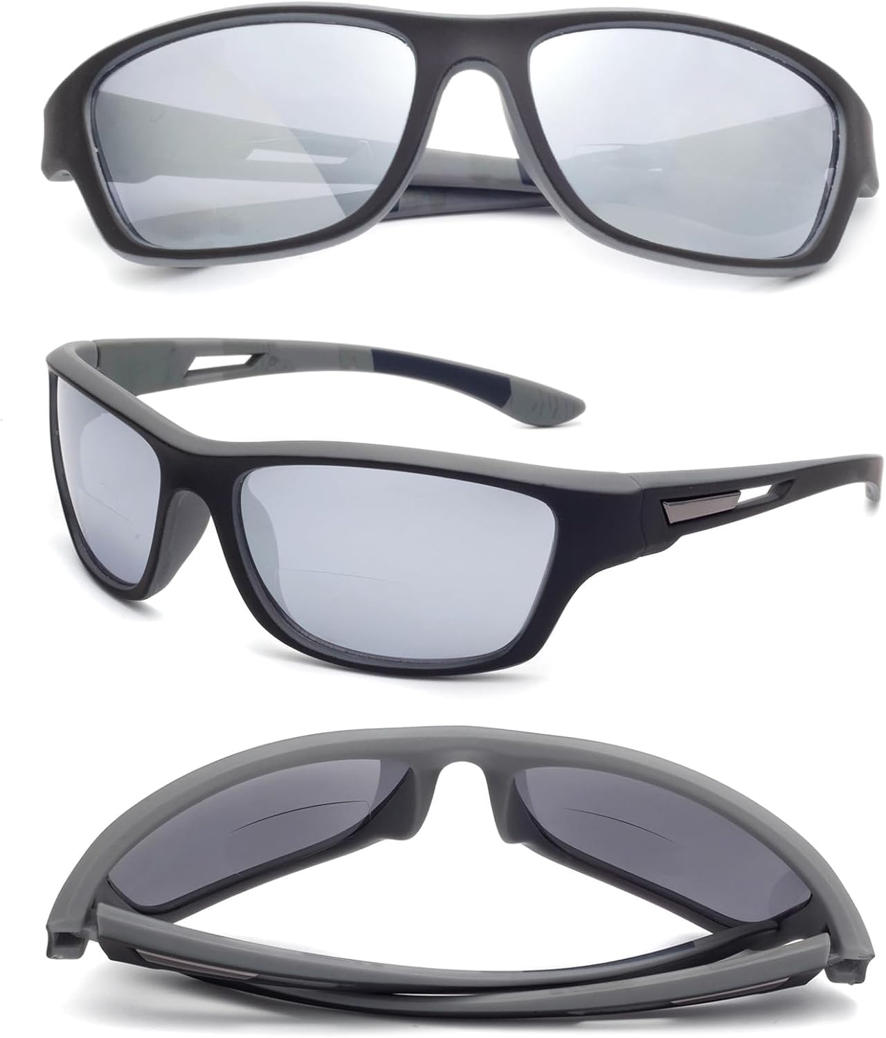 Bifocal Reading Sunglasses Mirrored Lens Sports Wrap Around Sun Readers UV400 Protection for Drving Fishing Cycling - Image 5