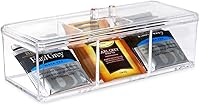 Vista 4 de Isaac Jacobs Organizador apilable rectangular de acrílico transparente de 3 compartimentos con tapa, bandeja de cajón multiseccional, solución