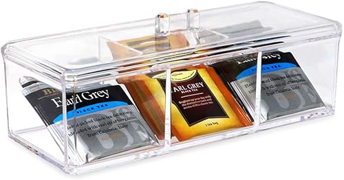 Miniatura 4 de Isaac Jacobs Organizador apilable rectangular de acrílico transparente de 3 compartimentos con tapa, bandeja de cajón multiseccional, solución