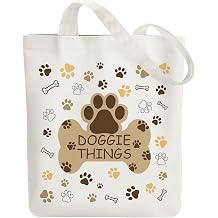 ANATTASOUL Canvas Tote Bag Cute Reusable Cotton Bag for Women, Durable and Foldable Cloth Shoulder Bags with Zipper Pockets for Shopping, Vacation, Work, Gym