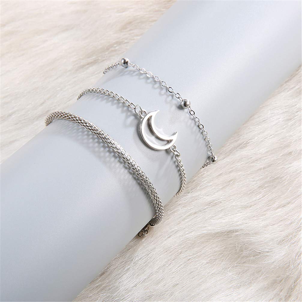 Cavigliera da Donna, cavigliera con Perline di Cristallo per Donna Bracciale con Ciondolo Luna sulla Gamba Cinturino alla Caviglia Cavigliere estive per Ragazze Piede Comodo ed Ecologico