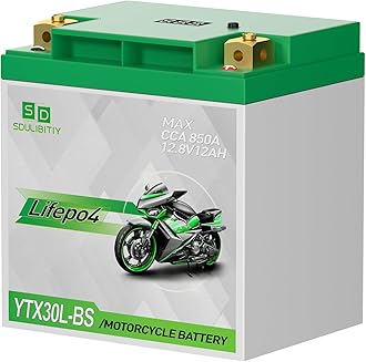 YTX30L-BS Lithium Motorcycle Battery LiFePO4 Engine Start Battery 12.8V 12AH 850 CCA LiFePO4 Engine Start Battery with BMS (Smart Battery Management System) 2500-8000 Life Cycles