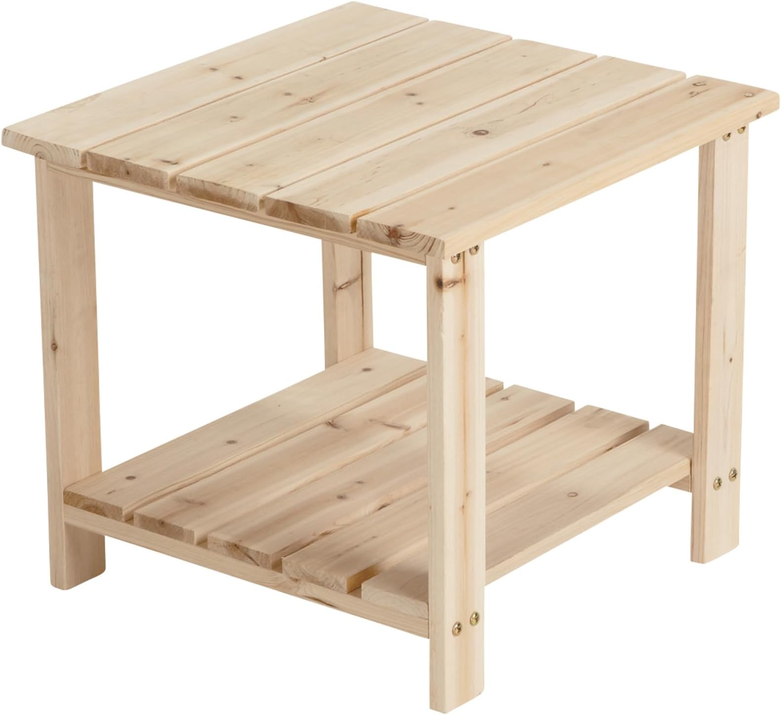 Stonegate Unfinished Cedar Wood 2-Tier Square End/Side Outdoor Porch Backyard Coffee Table