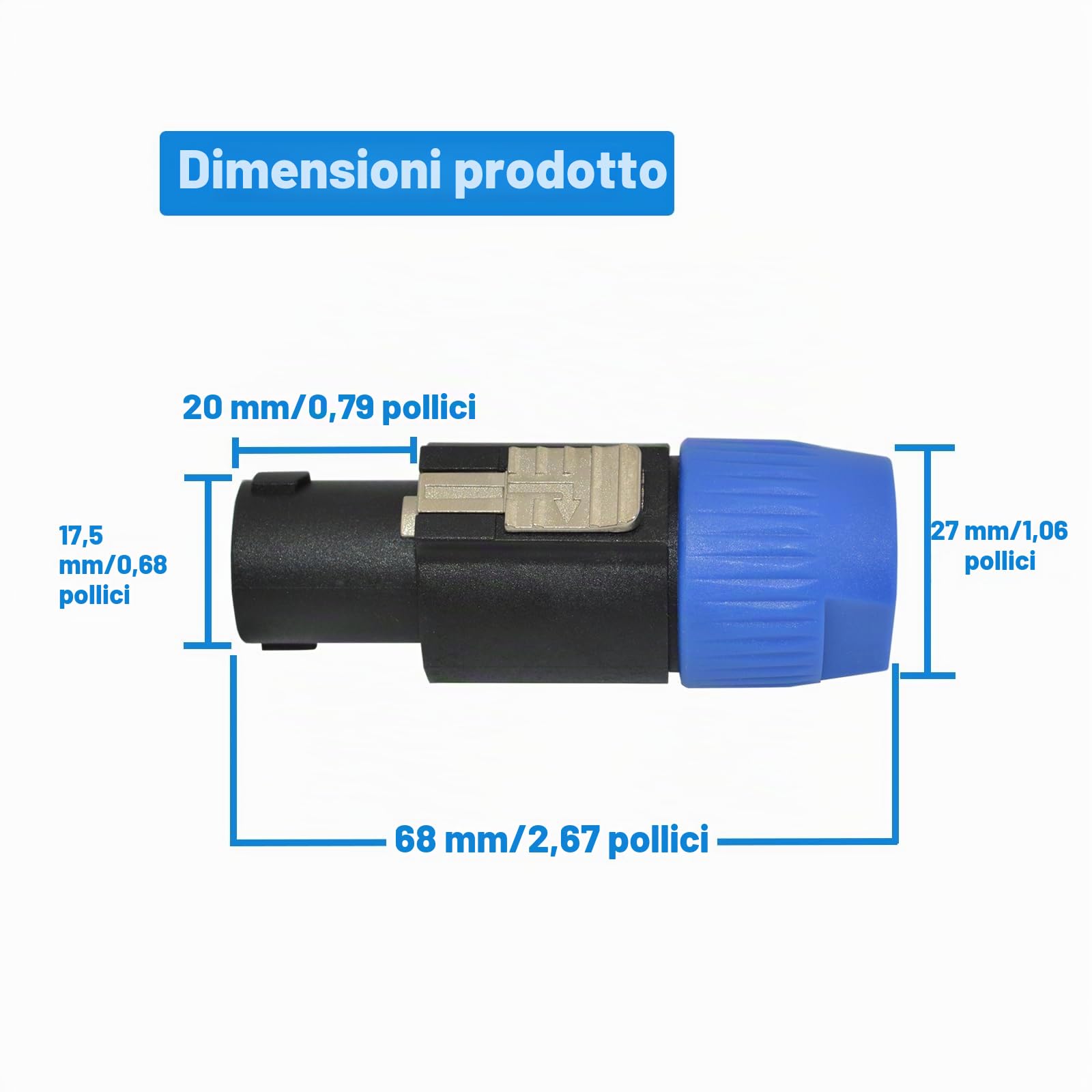 Connettore Speakon, Spina Speakon Twist Lock Spina Altoparlante 4 poli, connettore nl4 compatibile con Speakon NL4MPR, NL4FC, NA4LJ, NL4MP, NL4FX, NL4 & NL2 Series, NL2FC (25 pacchetti)