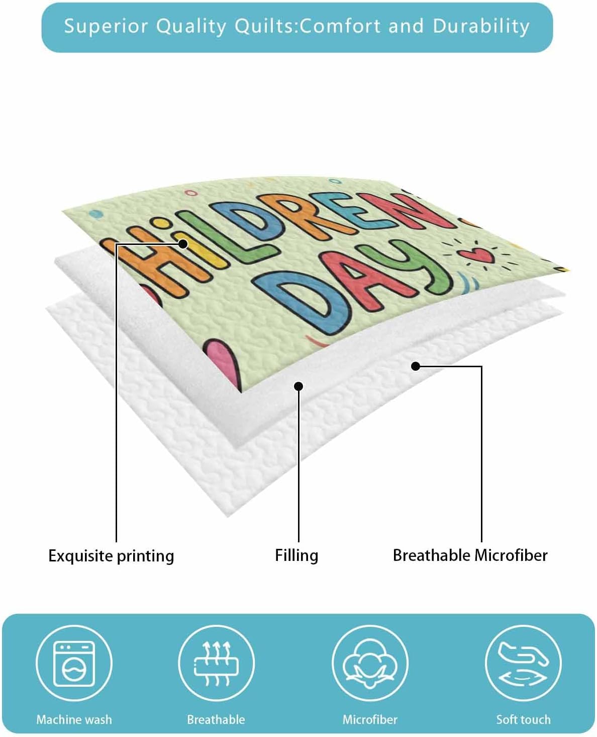 Sage Green Children's Day Summer Quilt Set Full Size,Soft Quilted Bedding Set with 2 Pillow Shams,Car Tree Stars Modern Abstract Art Lightweight All Season Bedspread Coverlet for Bedroom 78"x90"