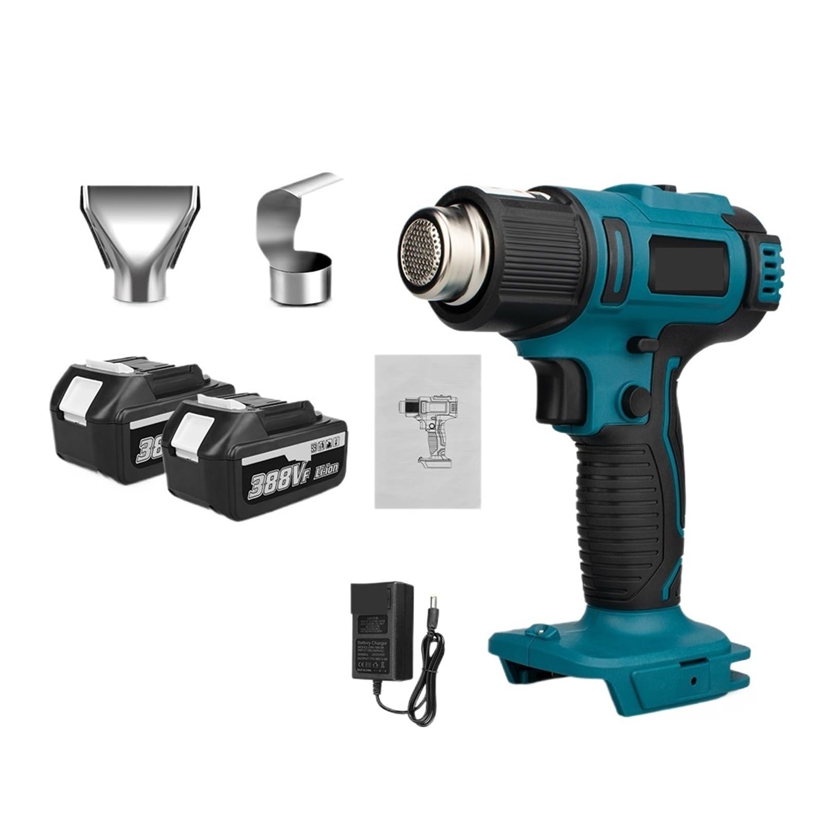 Pistola de calor Pistola De Calor Inalámbrica De 3000Mah, Pistola De Aire Caliente, Equipo De Calefacción Recargable De 50-550 ℃ + Luz LED For Herramienta De Pistola Térmica Con Batería De 18V Para en