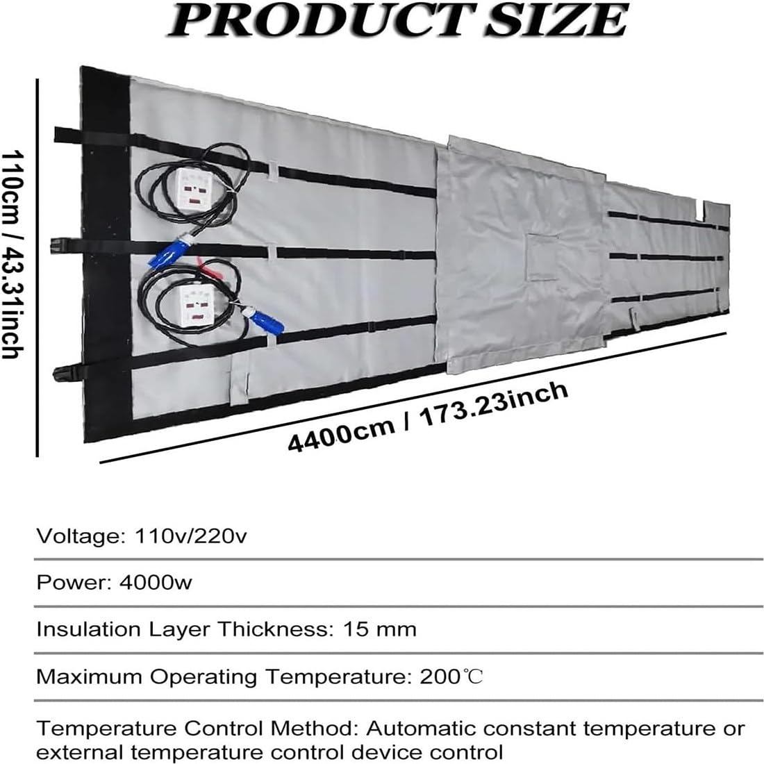 Couverture Chauffante Professionnelle pour IBC 55/275 Gallons - 2 300 W/4 000 W, Ip67 - Chauffage Rapide Et Thermostat Réglable - 20 °f à 375 °f - Veste Chauffante pour IBC,275Gallons/1000l