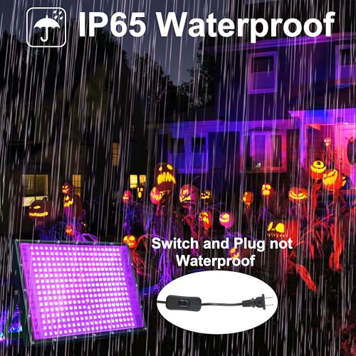 4 Pack 300W Blacklight 336 LEDs, UV Lamp Black Lights for Glow Party, 395nm, IP65 Outdoor Black Light Fixture for Halloween, Glow in The Dark Party, Fluorescent Poster Tapestry, Body Painting by Arckarling - Image 6