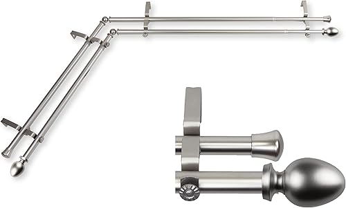 Ethan - Barra de cortina doble para ventana de esquina de 1316 pulgadas, 28-48 pulgadas, níquel satinado