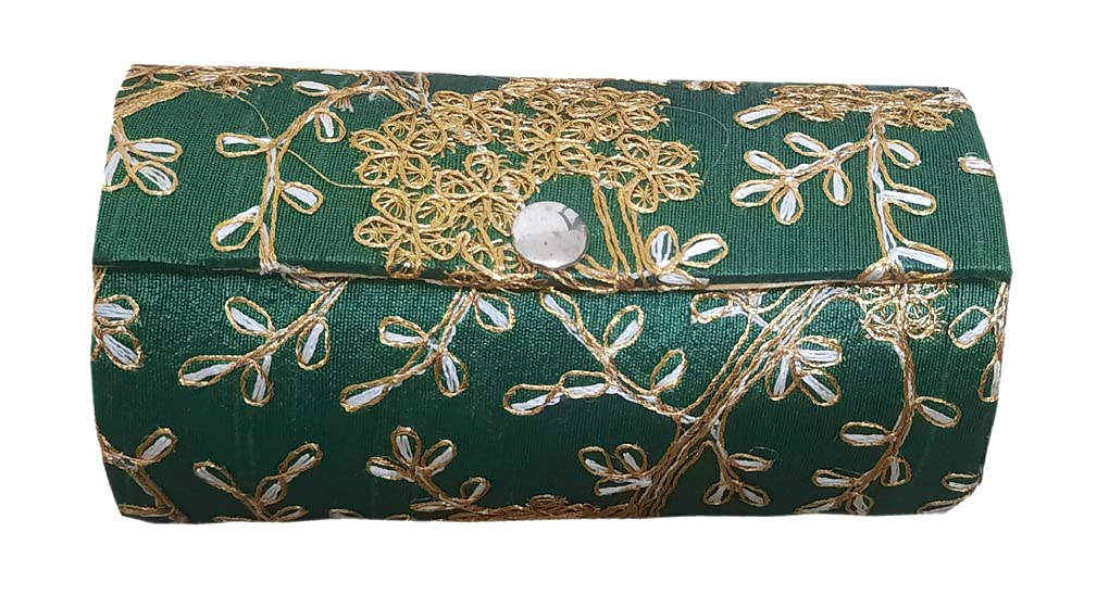 Ekam Art Embroidery Bangle Organizer Box for women Jewellery Storage Box, Wedding Return Gift for Women Bridal Gift Storage Box (Green)