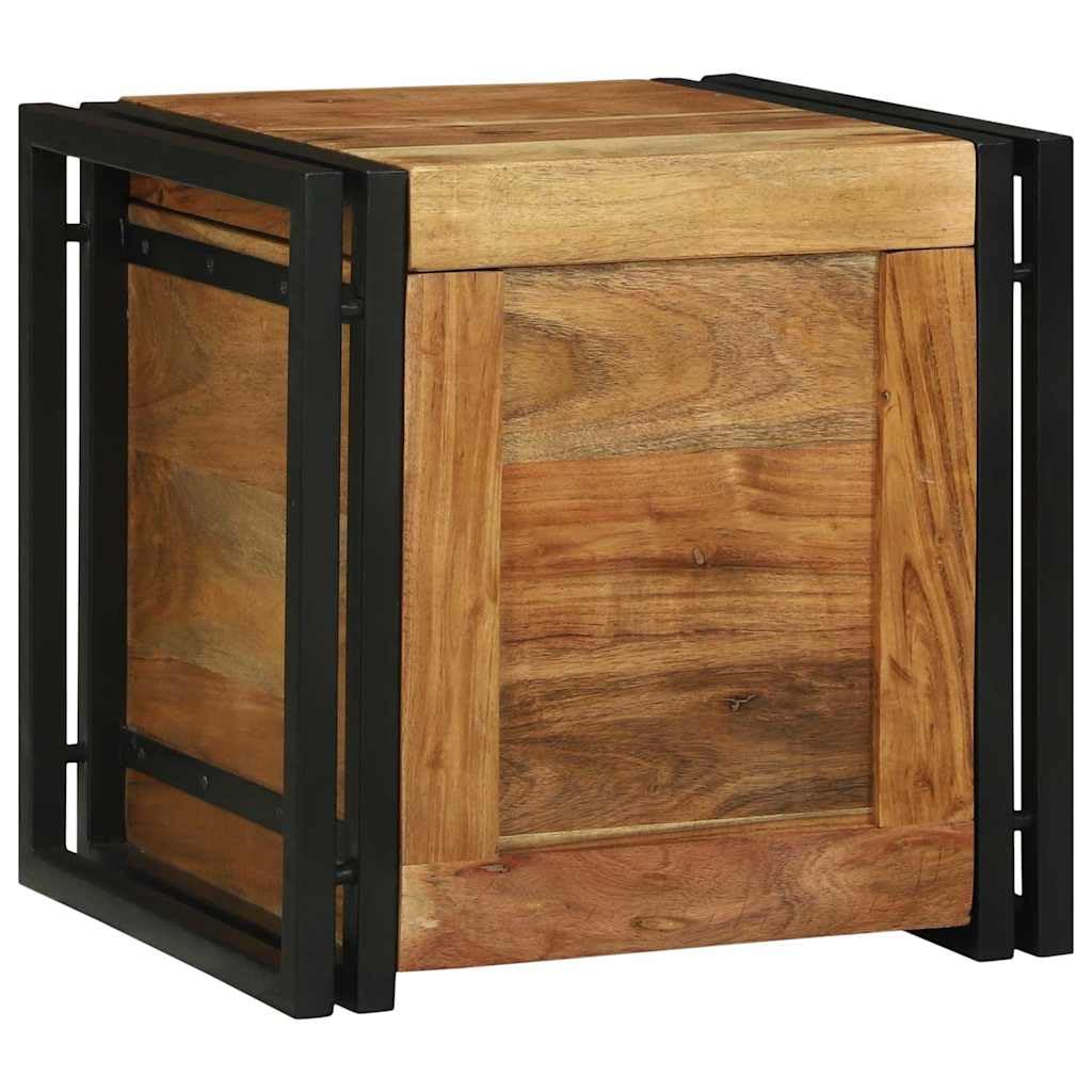 Coffre de rangement bois massif d'acacia rustique 40x40cm avec couvercle