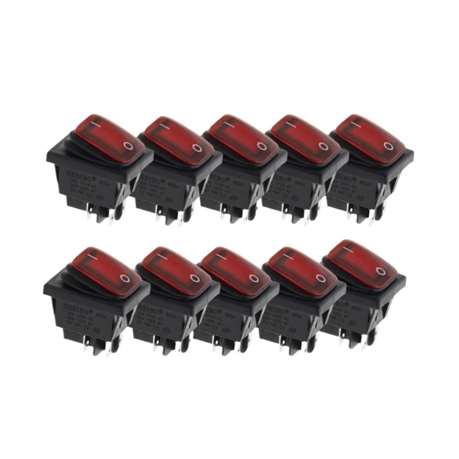 Interrupteur KCD4 12V 4 broches avec voyant lumineux rouge et vert en lot de 10 pièces
