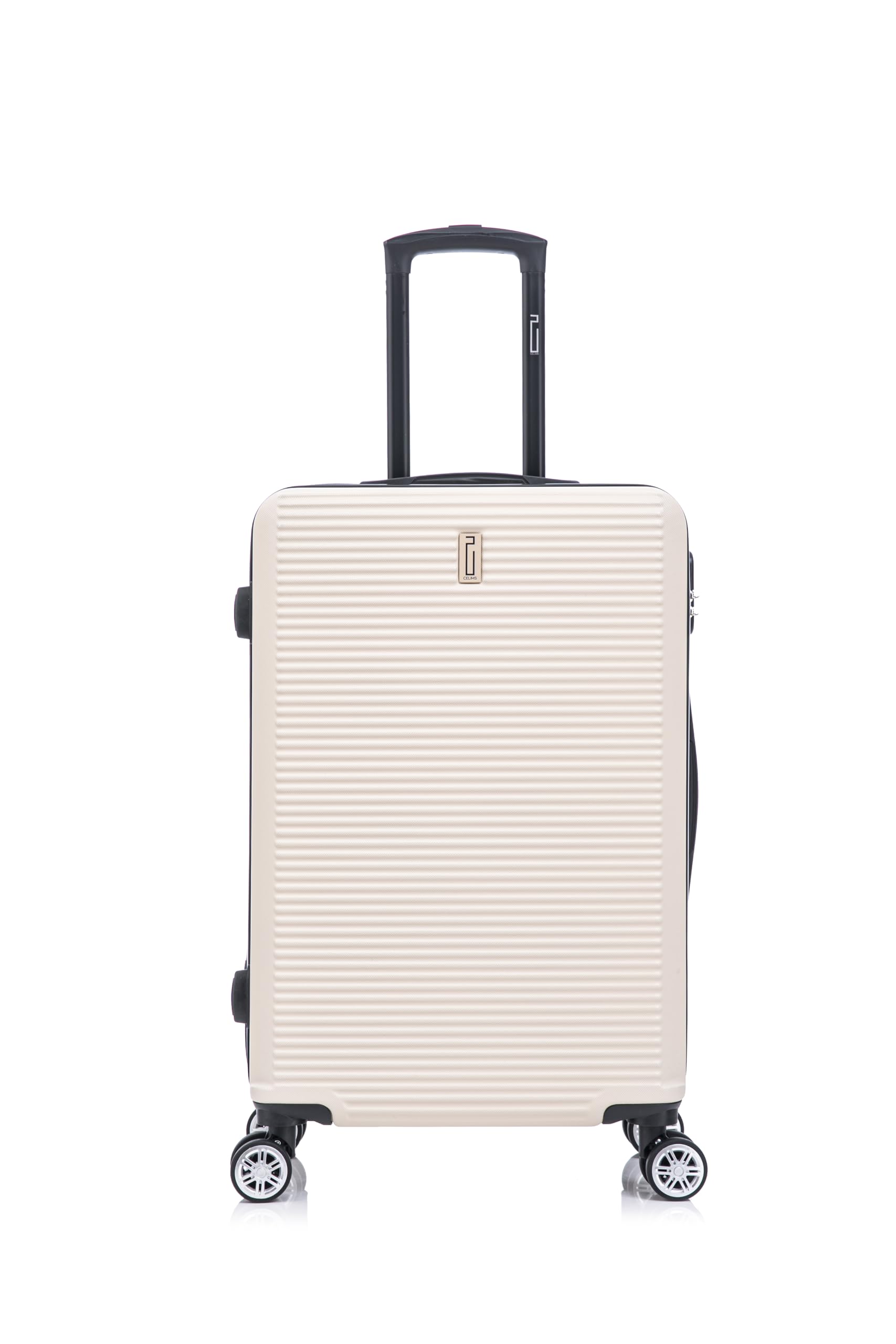 CELIMS - Valigia Media 20 kg Rigida Leggera | Valigia da Stiva 65cm Donna | Lucchetto Integrato | ABS | Trolley Medio 65cm con 4 Ruote | Beige