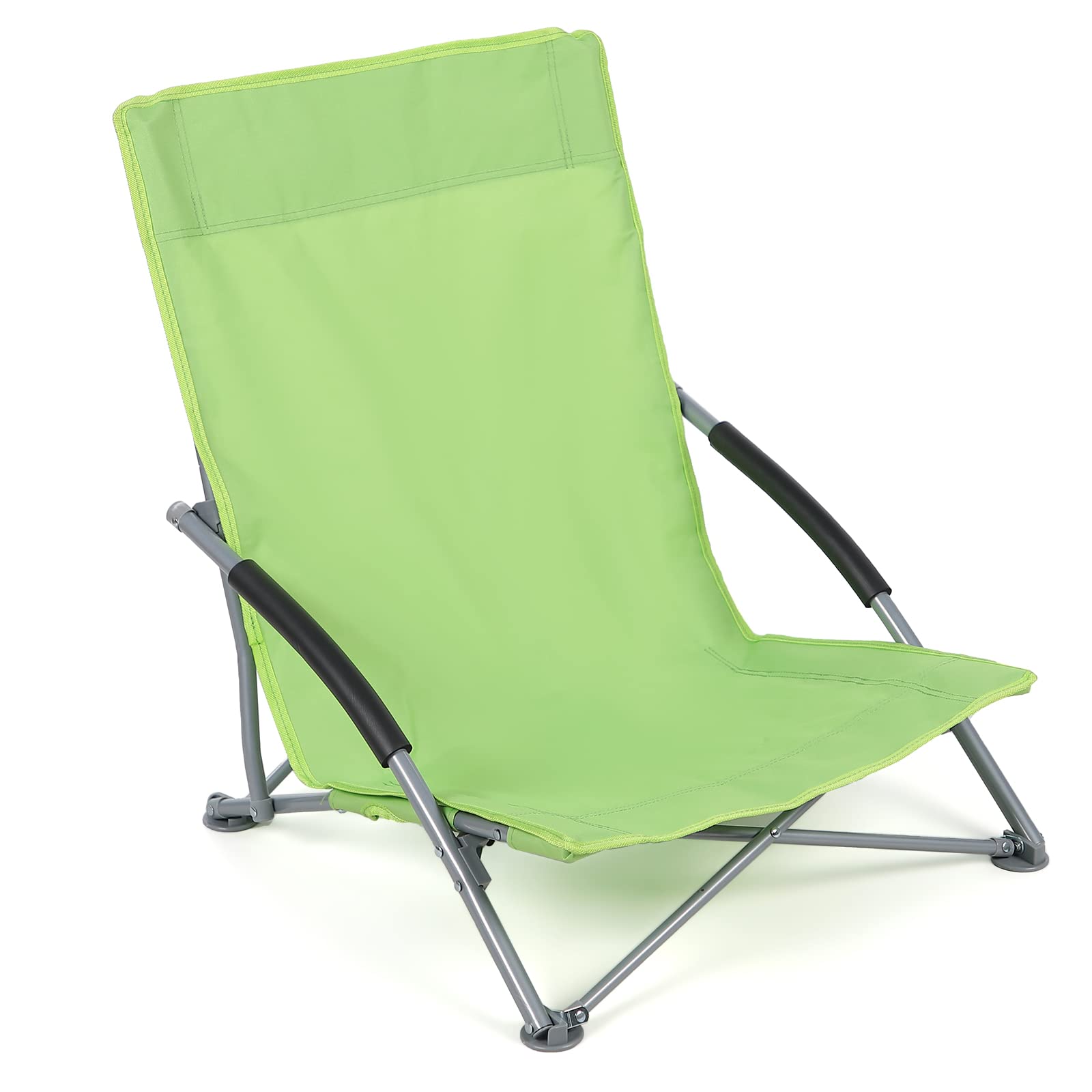 Unibos Folding Beach Chair with Padded Armrest, Outdoor Low Beach Chair Lightweight, Portable, Folding Outdoor Seat For Camping Beach Festivals Garden Caravan Trips Fishing BBQ With Carry Bag