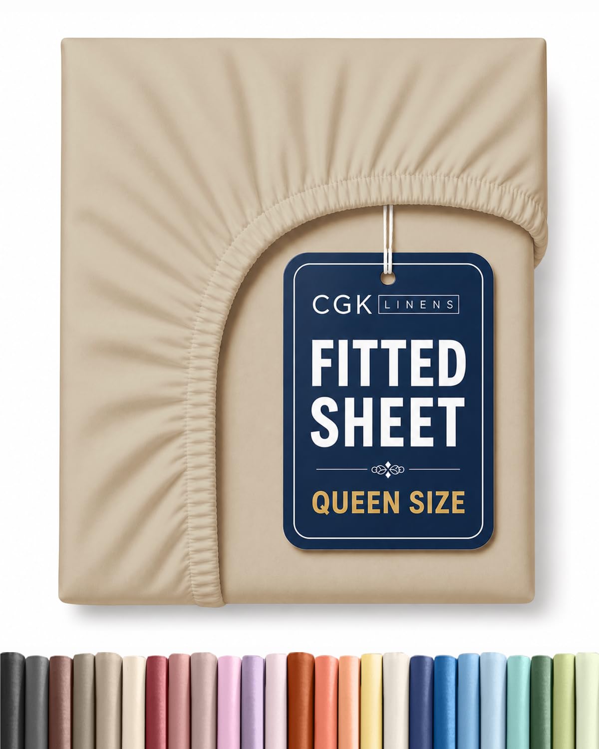 Queen Fitted Sheet - Single Fitted Sheet Only - 8-16" Deep Pockets - Cream