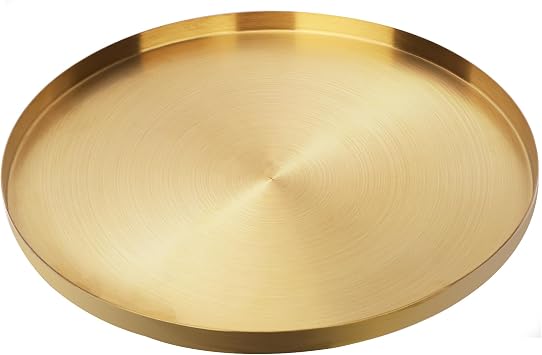 Gold Decorative Tray,Large Round Gold Stainless Steel Trays,12.6in/32cm