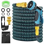 ANOMM Garden Hose 50ft(15m), Flexible Expandable Water Hose with 10-Function Spray Gun, 3/4"&1/2" Connectors, Hook Holder, No-Kink Hoses for Yard, Lawn, Outdoor, RV, Car Washing, Pet Bathing