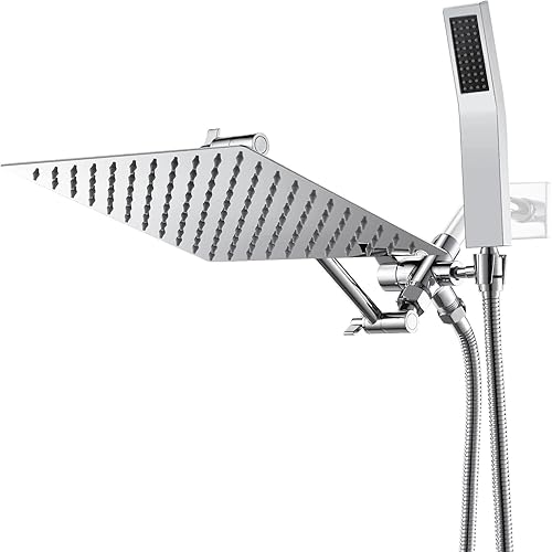 Psylc Cabezal de ducha de lluvia de 10 pulgadas (todo metal) con mano, cabezal de ducha doble de alta presiĂłn con brazo de extensiĂłn ajustable, Psylc Cabezal de ducha de lluvia de 10 pulgadas (todo metal) con mano, cabezal de ducha doble de alta presiĂłn con brazo de extensiĂłn ajustable,