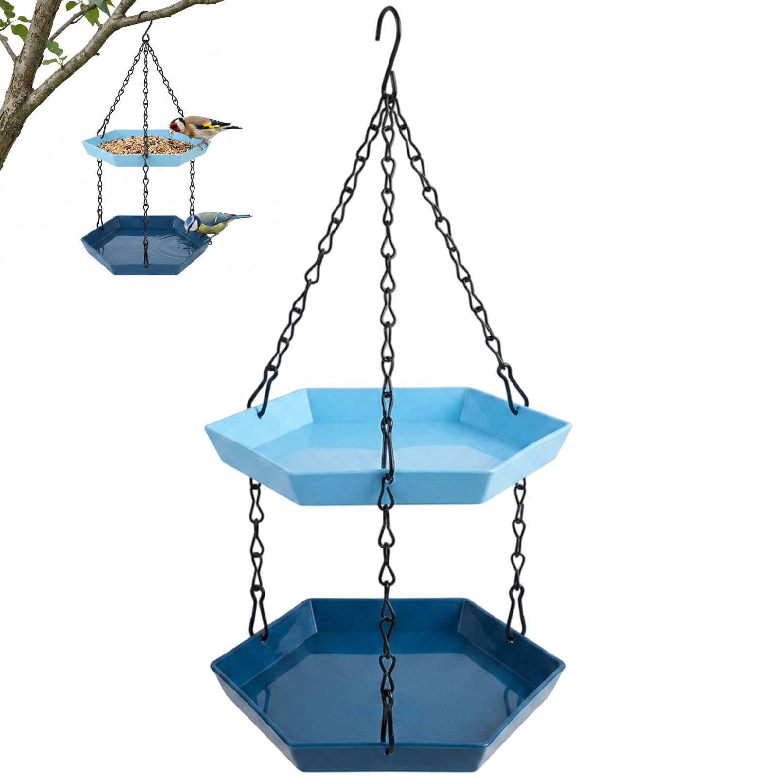 1Pcs Hanging Bird Feeder & Bird Bath,Durable Platform Feeder, Hangable Water Bowl Garden Decoration for Porch Patio Backyard Family Birdwatching Enthusiasts Indoor Terrace